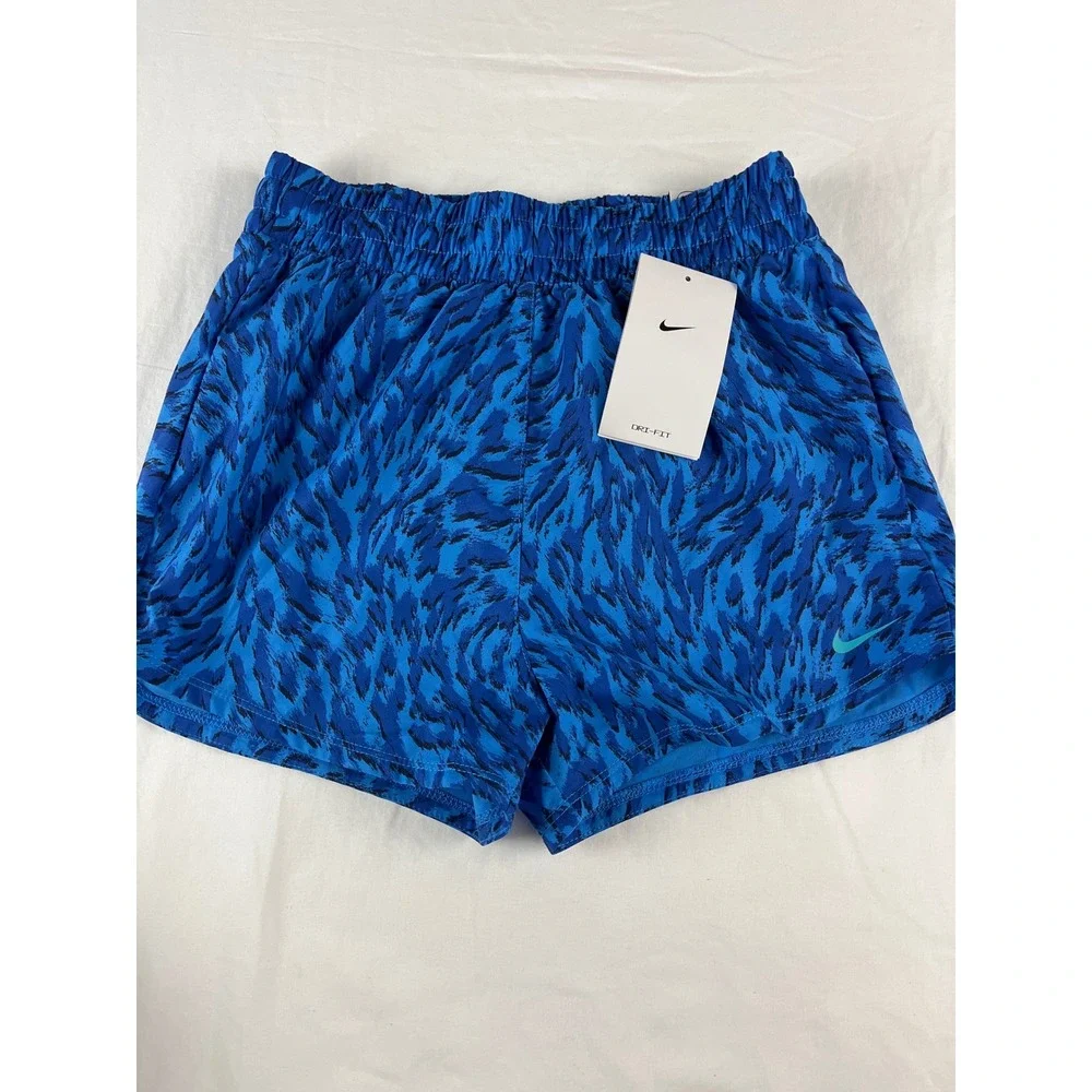 Nike One Kids Training Shorts Blue Abstract Print Athletic Running Size M‎
